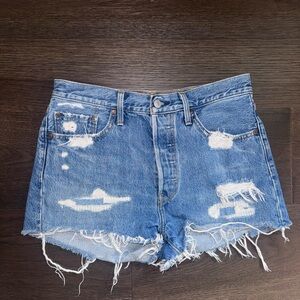 Levi's Light Blue Distressed Denim Cutoff Shorts